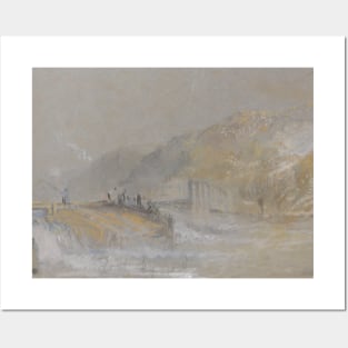 Foul by God- River Landscape with Anglers Fishing From a Weir by J.M.W. Turner Posters and Art